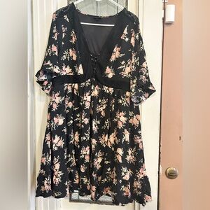 Floral Black and Pink Dress